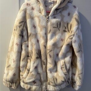 Carter's Cream and Brown Fleece Hoodie Girls size 7